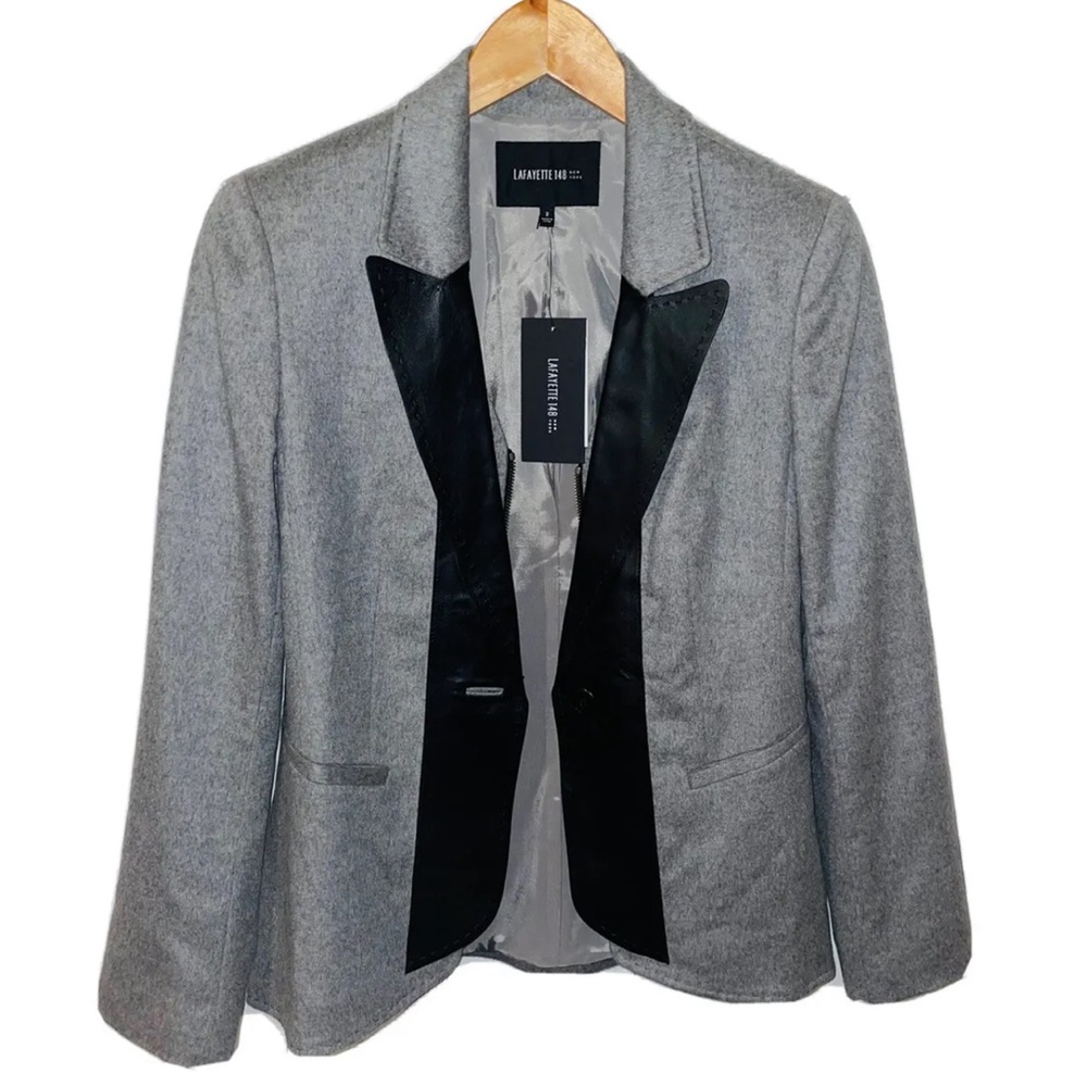 Loro Piana Lafayette 148 New York Cashmere And Leather Blazer Jacket